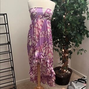 Purple High Low Strapless Dress